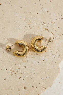 18k Gold Plated Spring Into Step Hoop Earrings Gold