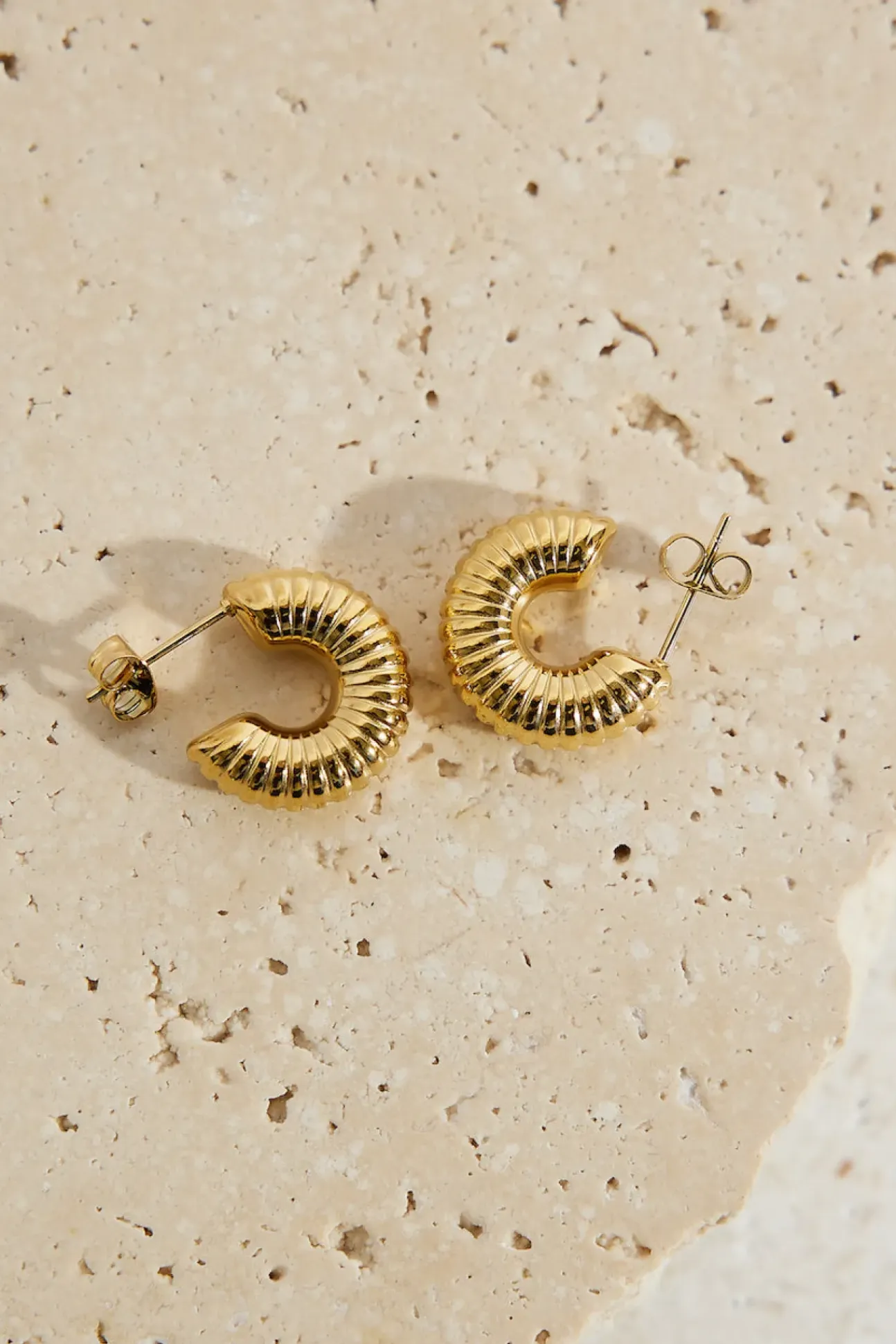 18k Gold Plated Spring Into Step Hoop Earrings Gold