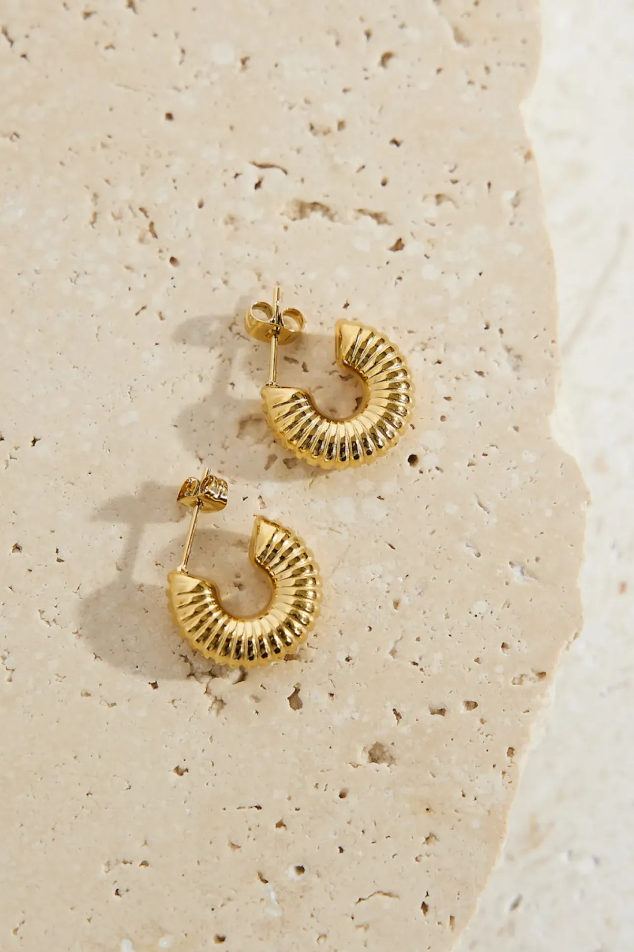 18k Gold Plated Spring Into Step Hoop Earrings Gold