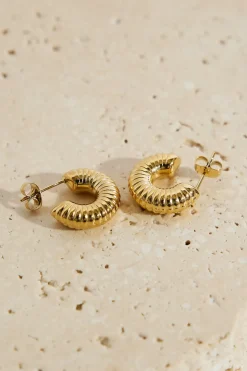 18k Gold Plated Spring Into Step Hoop Earrings Gold