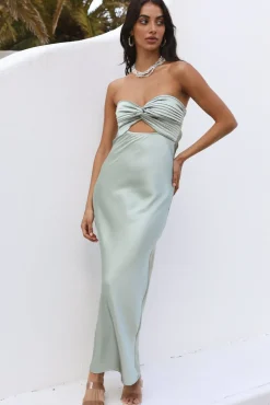 Laced With Gold Maxi Dress Sage