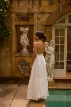 Lacey 100% Linen Maxi Dress White