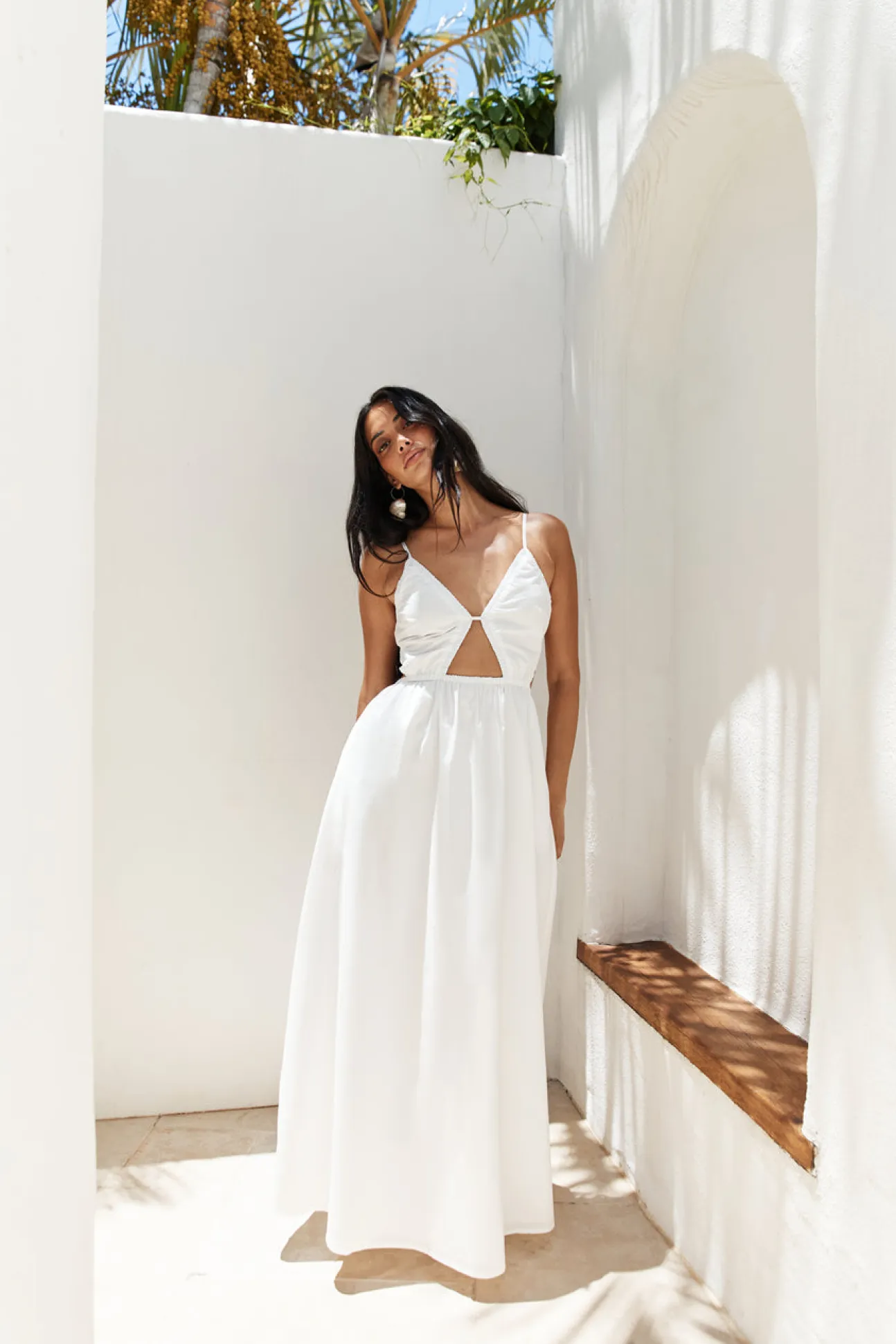 Lantern Trail Maxi Dress White