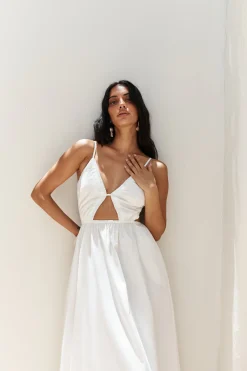 Lantern Trail Maxi Dress White