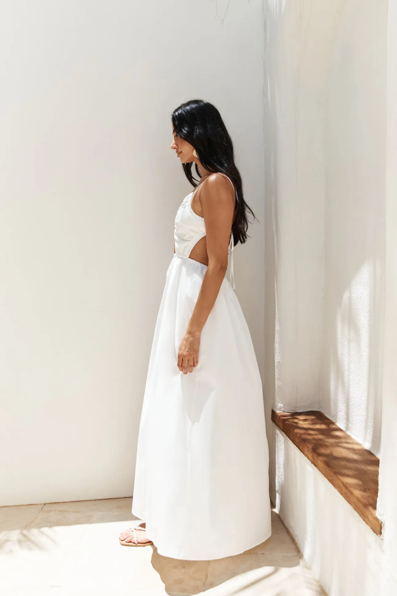 Lantern Trail Maxi Dress White