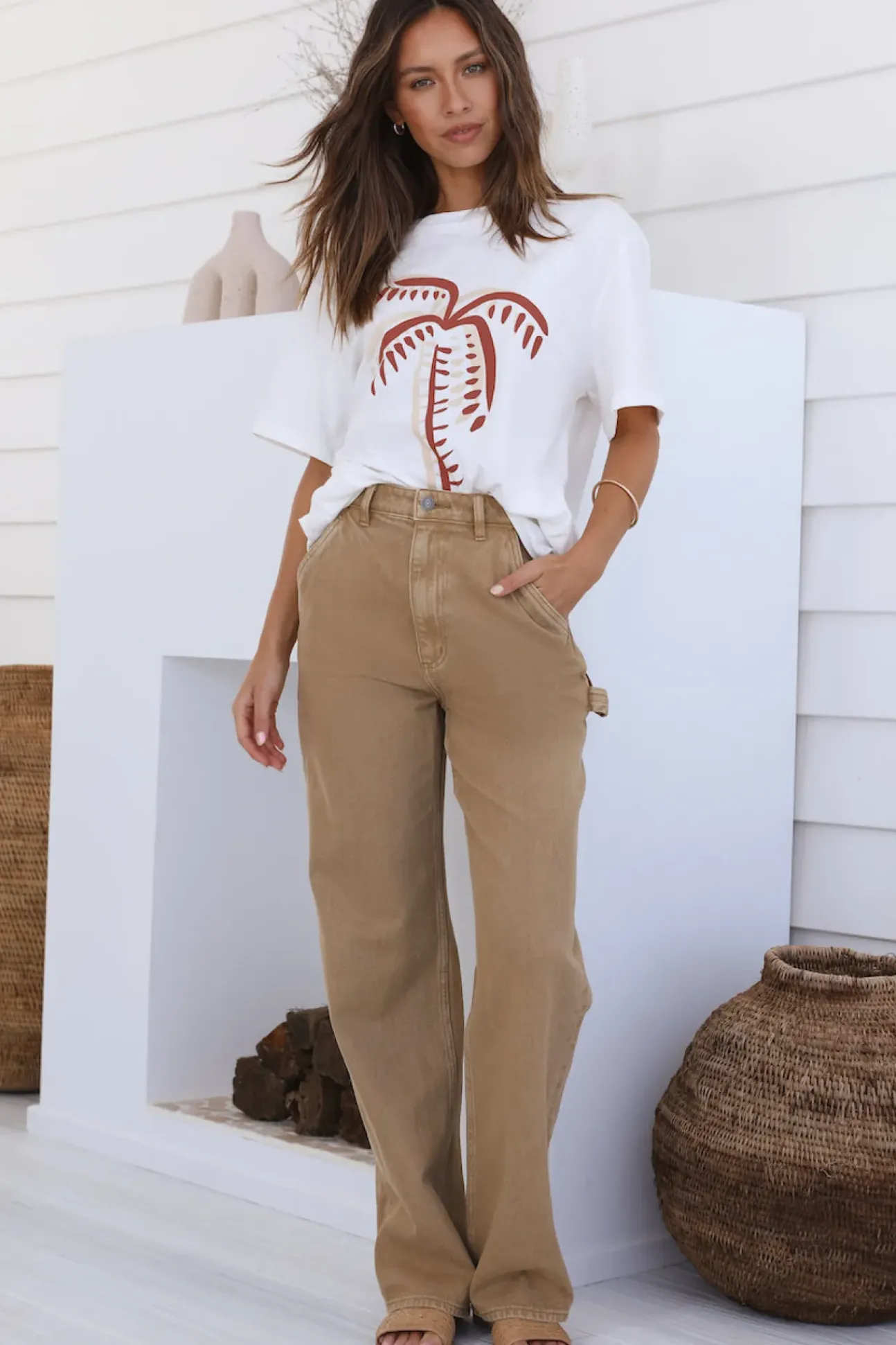 LEE High Baggy Carpenter Jeans Organic Tan