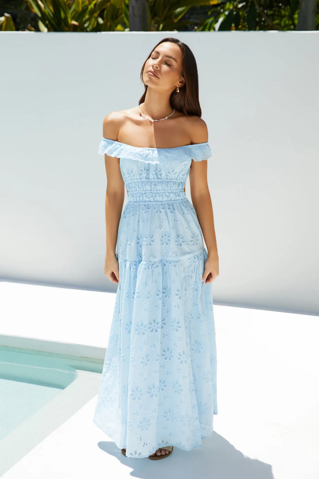Lemon Blossom Maxi Dress Blue