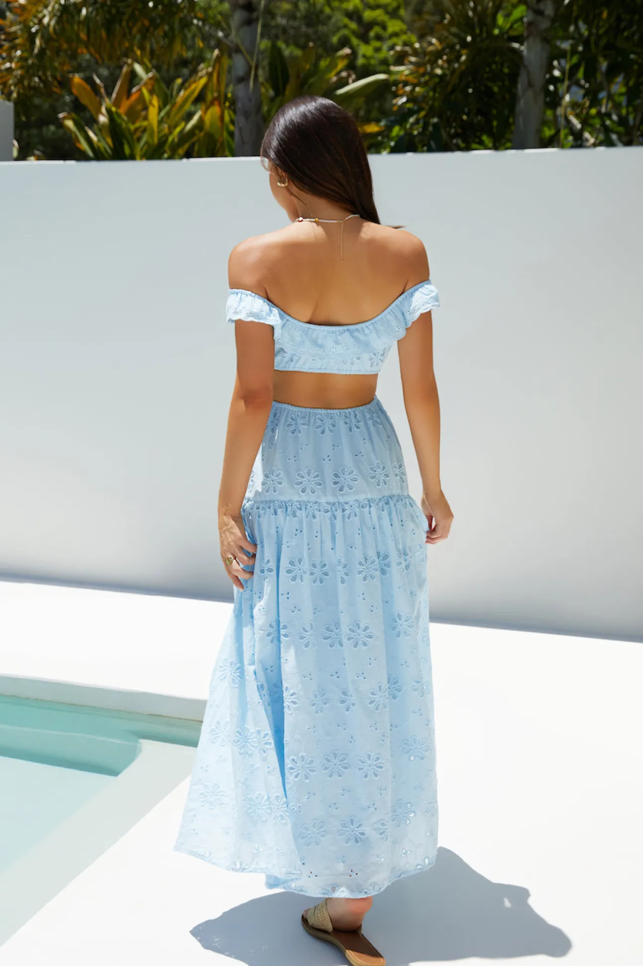 Lemon Blossom Maxi Dress Blue