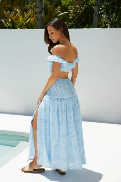 Lemon Blossom Maxi Dress Blue