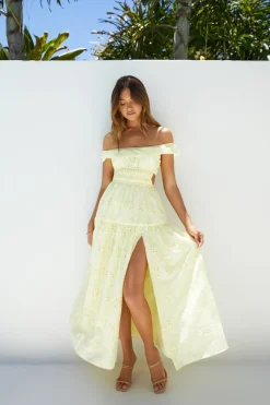 Lemon Blossom Maxi Dress Yellow
