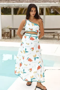 Lemon Wedge Maxi Skirt Green