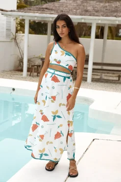 Lemon Wedge Maxi Skirt Green