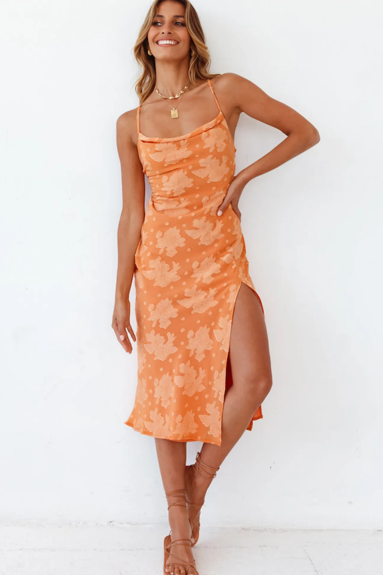 Leora Midi Dress Orange