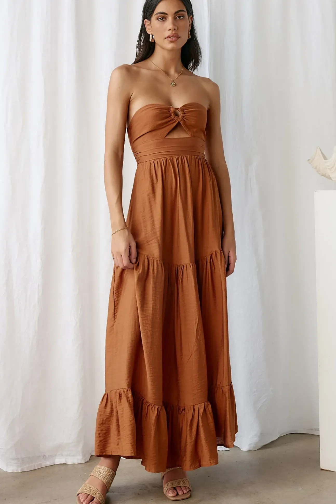 Let's Fly Away Maxi Dress Tan