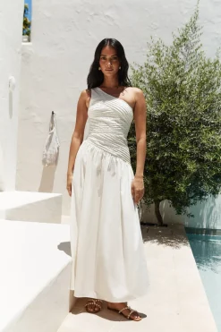 Lexi Loves Shoulder Maxi Dress Beige