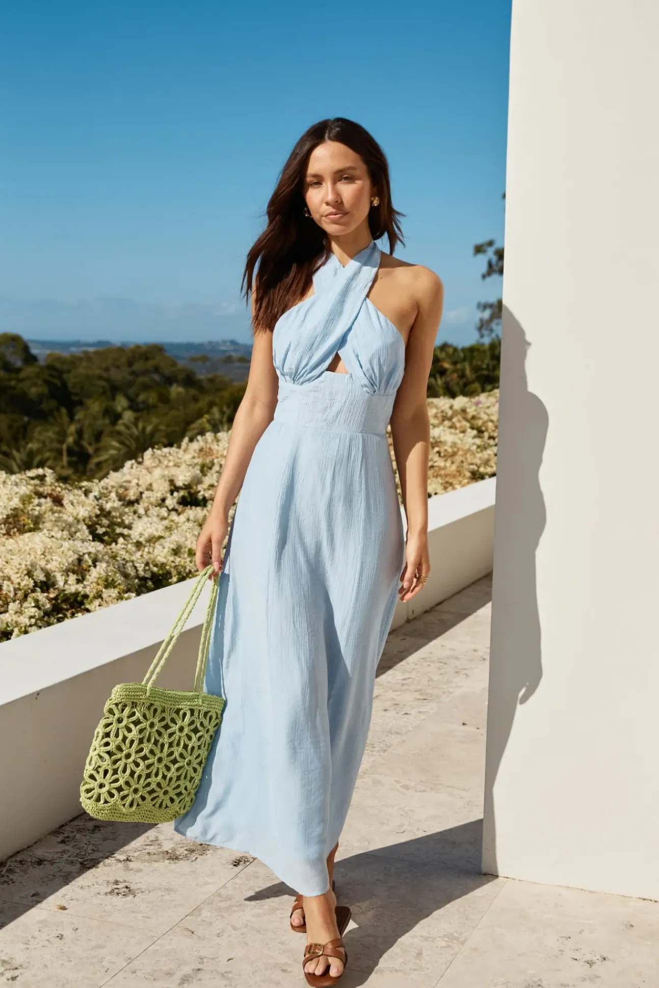 Like The Wind Halter Maxi Dress Blue