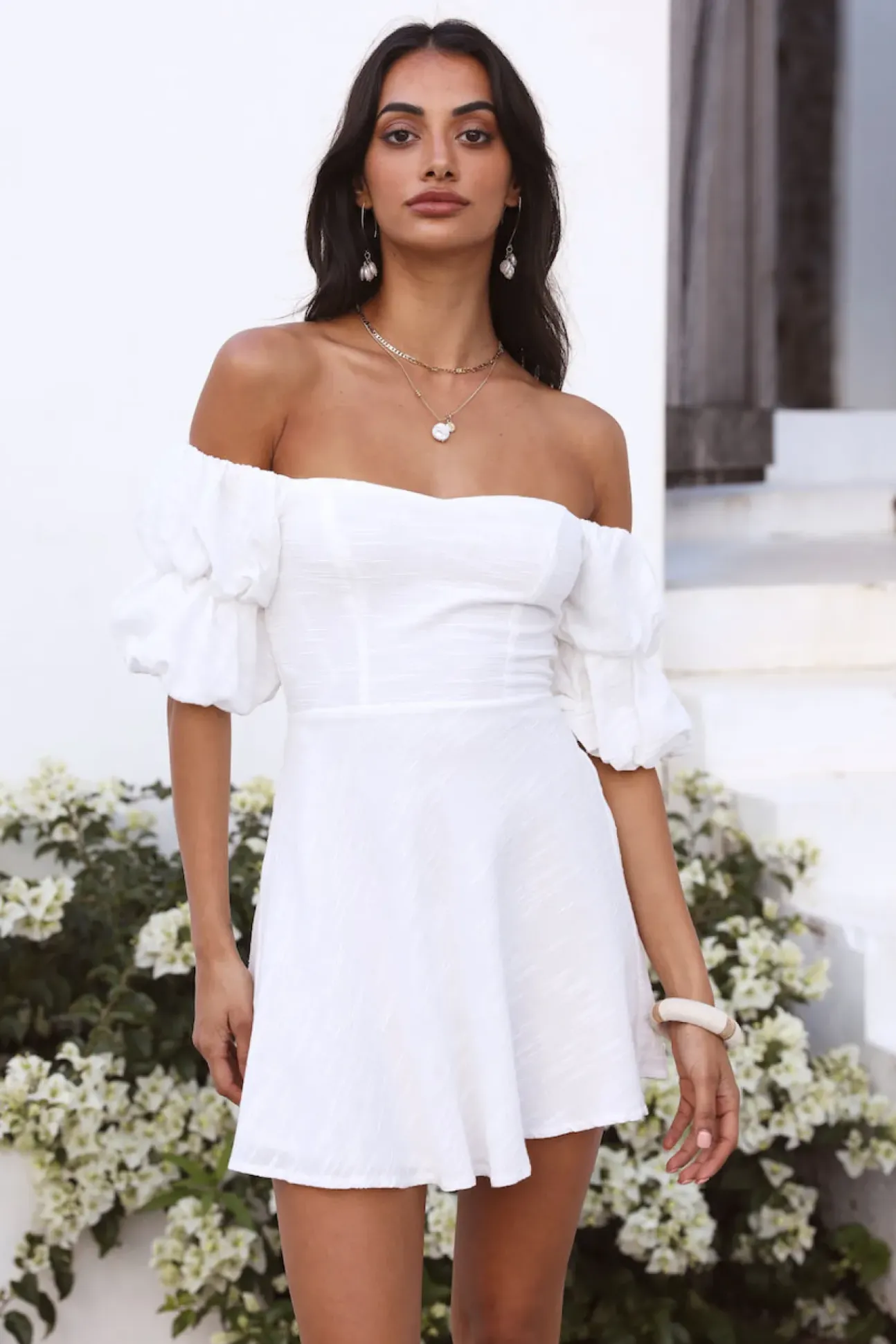 Lil Hearts Dress White