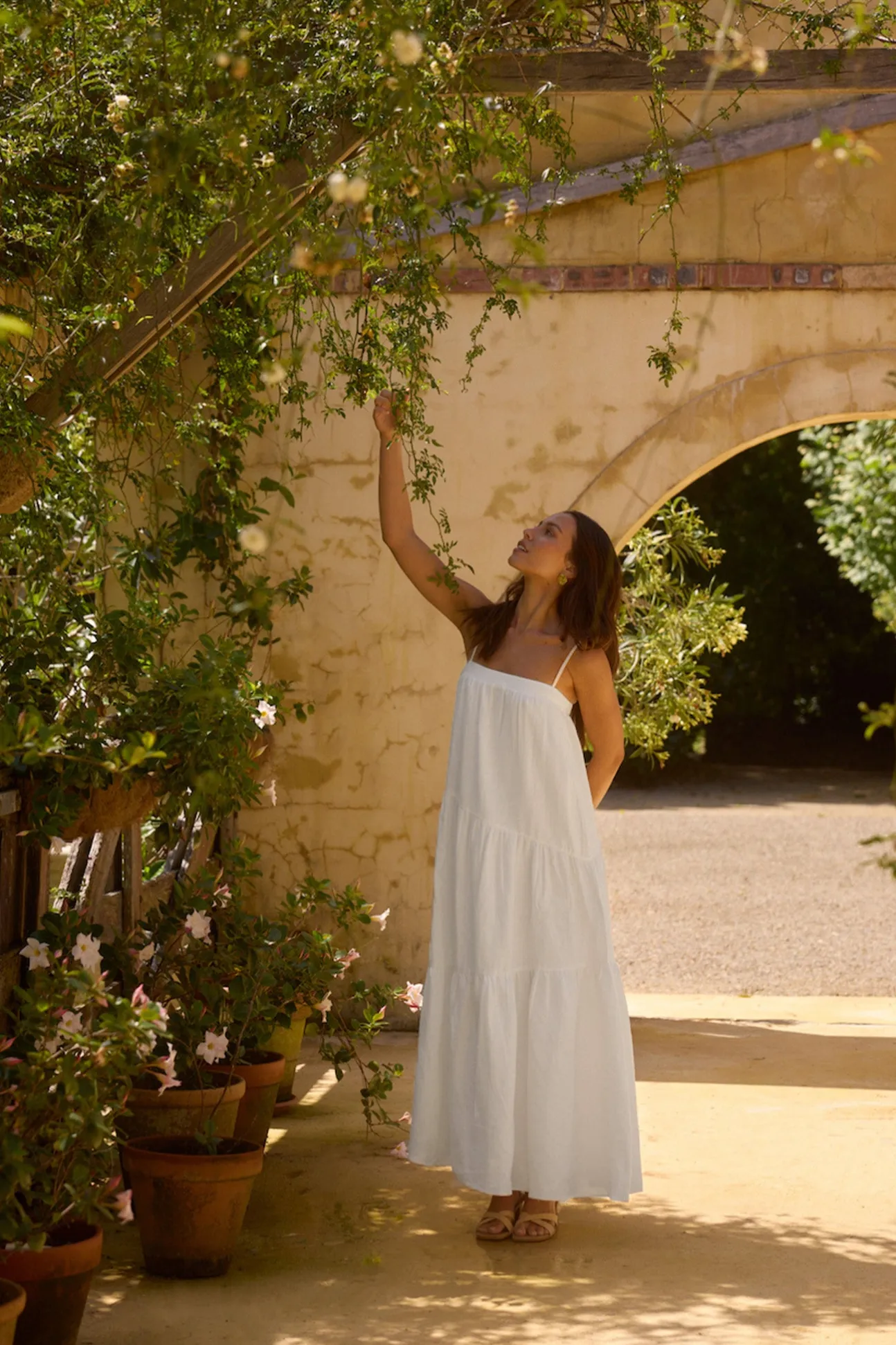 Liliana 100% Linen Maxi Dress White