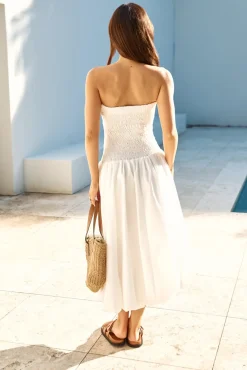 Lily Bubble Hem Maxi Dress White