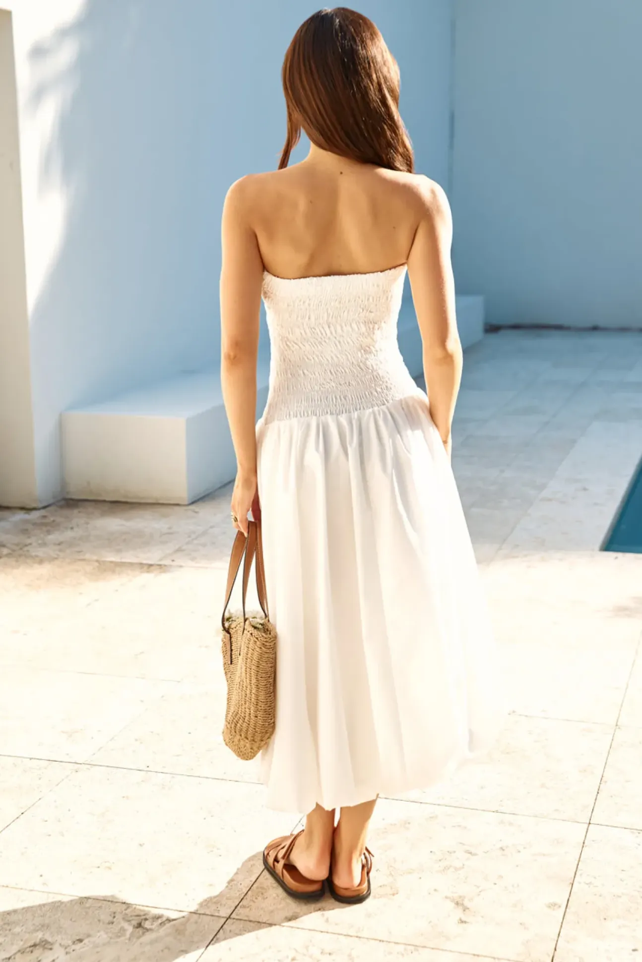 Lily Bubble Hem Maxi Dress White