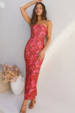 Lily Petals Mesh Maxi Dress Pink