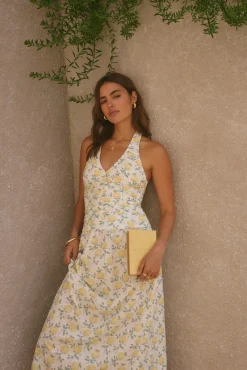 Limoncello Halter Maxi Dress Yellow