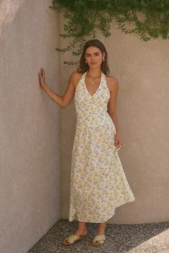 Limoncello Halter Maxi Dress Yellow