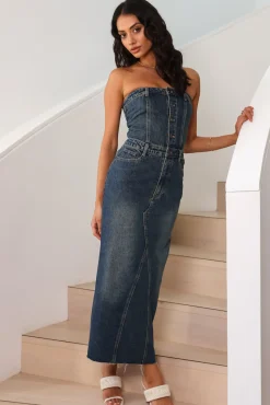 LIONESS Vista Denim Dress Denim Blue