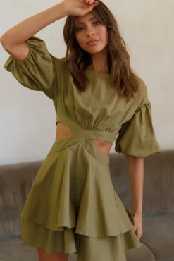Little By Little Dress Olive