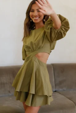 Little By Little Dress Olive