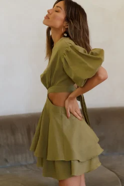 Little By Little Dress Olive