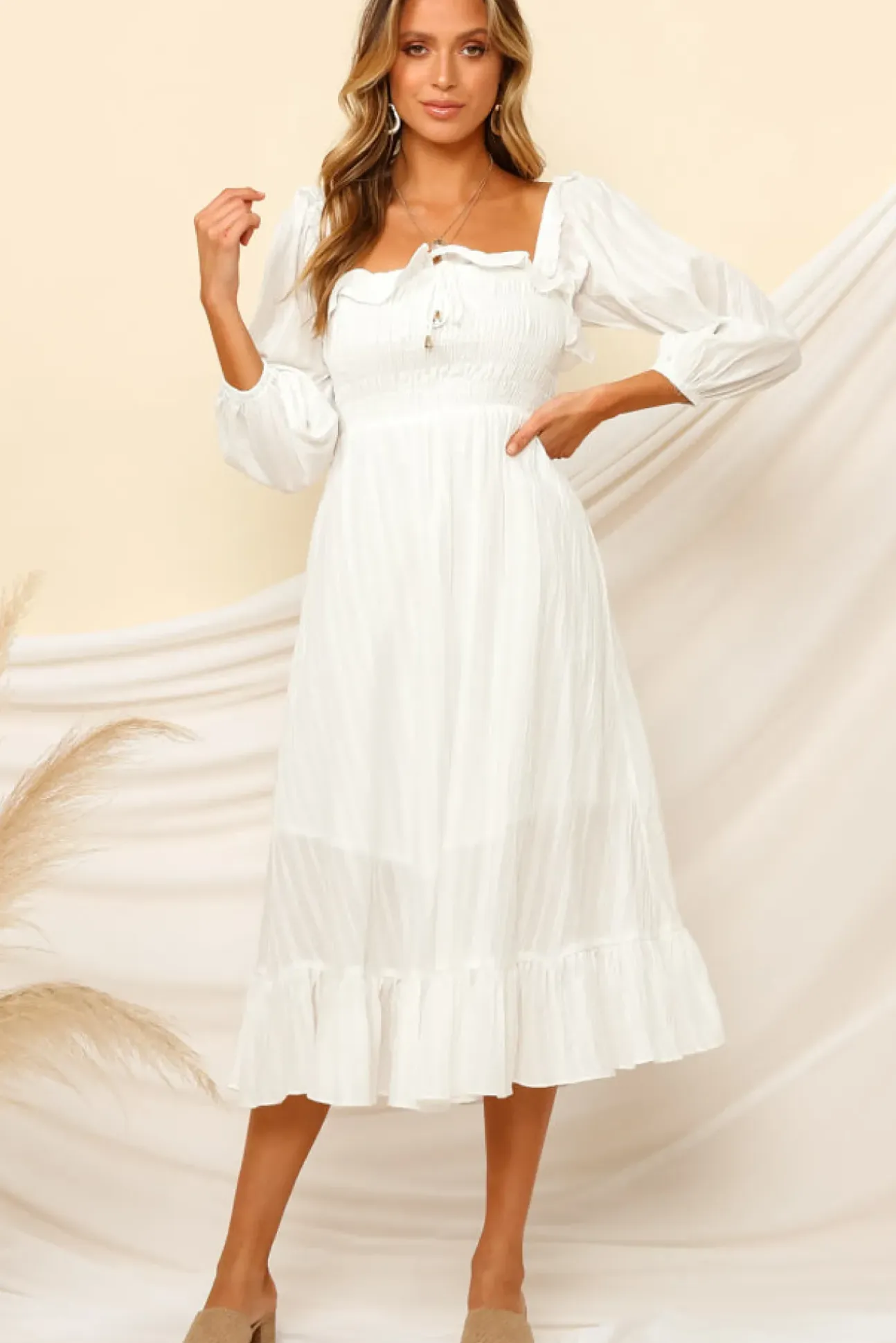Loved By The Moon Midi Dress White
