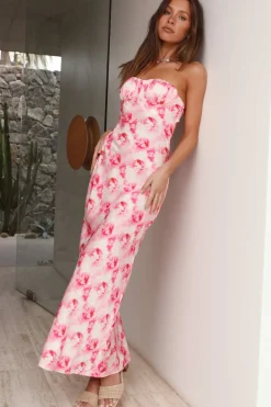 Love You Strapless Maxi Dress Pink