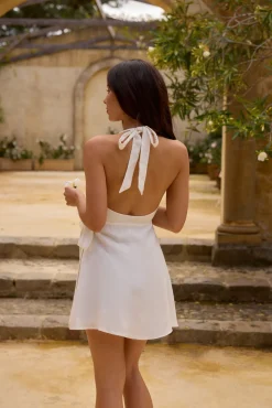 Lucia 100% Linen Mini Dress White