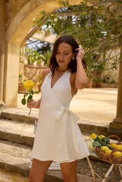 Lucia 100% Linen Mini Dress White