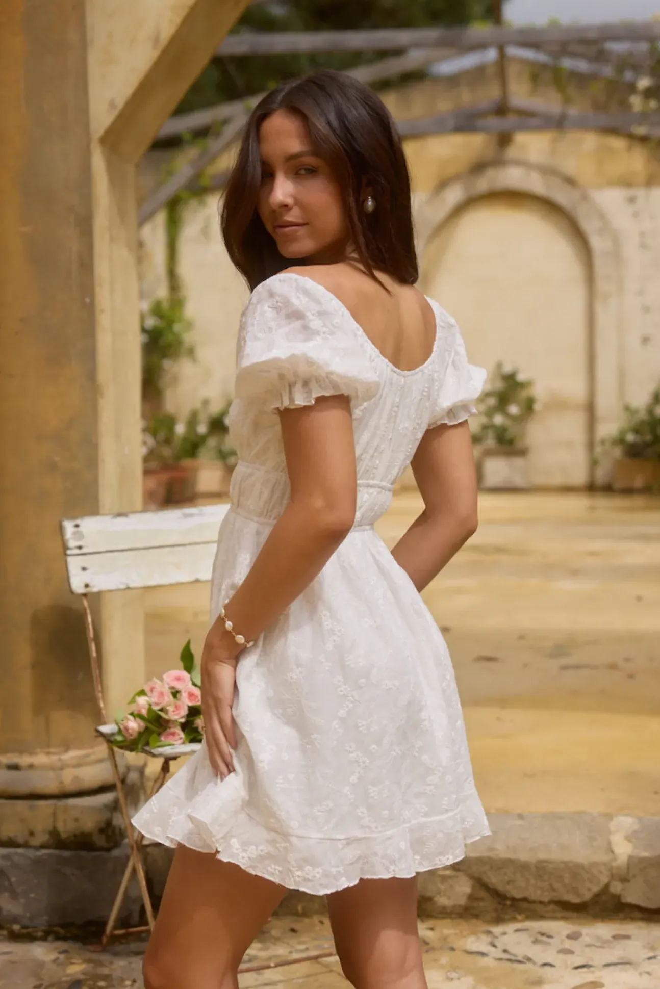 Lullaby of Lilies Mini Dress White