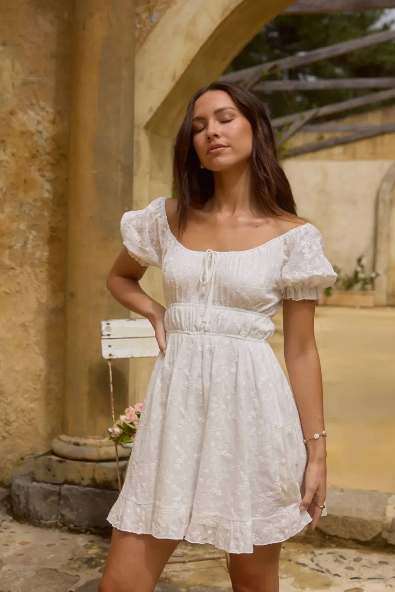 Lullaby of Lilies Mini Dress White