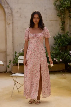 Luminous Dreams Floral Maxi Dress Pink