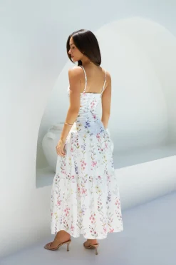 Luminous Field Floral Maxi Dress White