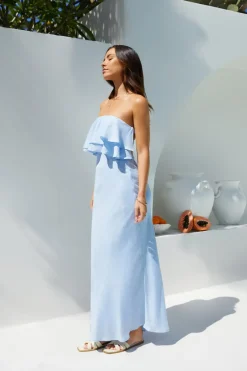 Luna Cascade Strapless Maxi Dress