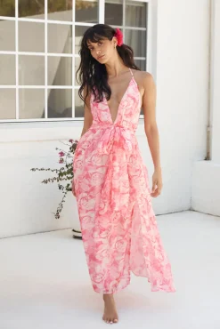 Magic Meadow Halter Maxi Dress Pink