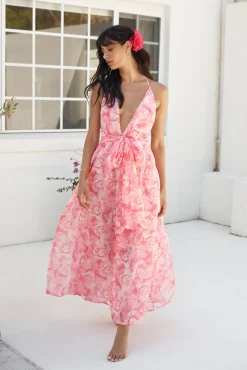 Magic Meadow Halter Maxi Dress Pink