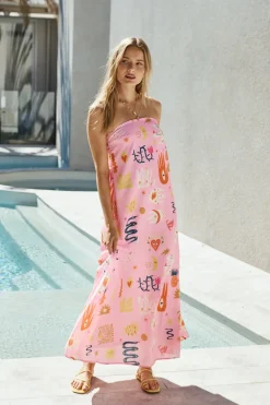 Magic Tricks Strapless Maxi Dress Pink