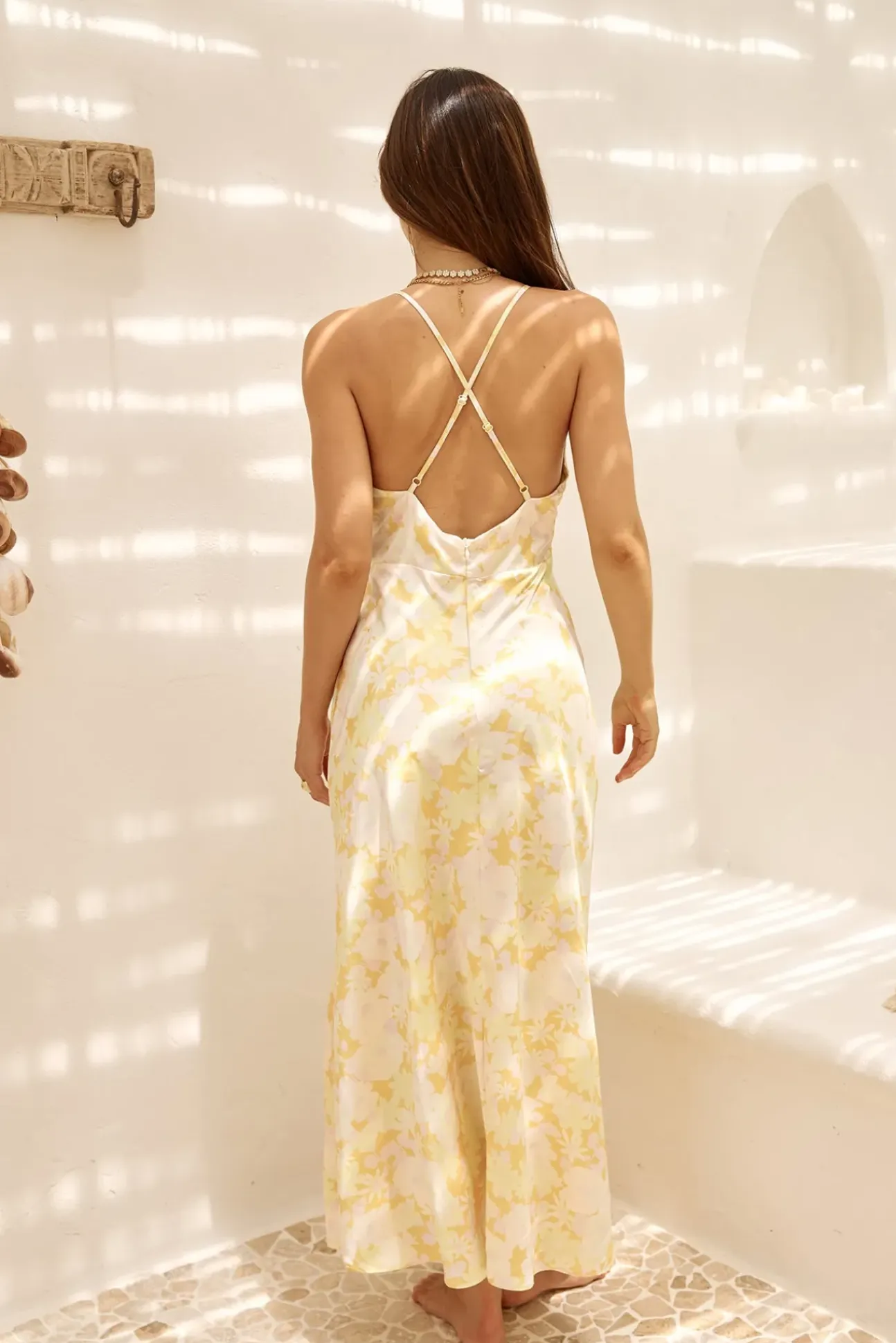 Main Attraction Satin Maxi Dress Yellow
