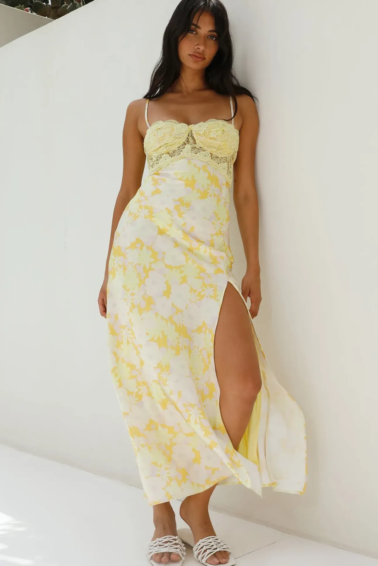 Main Character Satin Maxi Dress Yellow