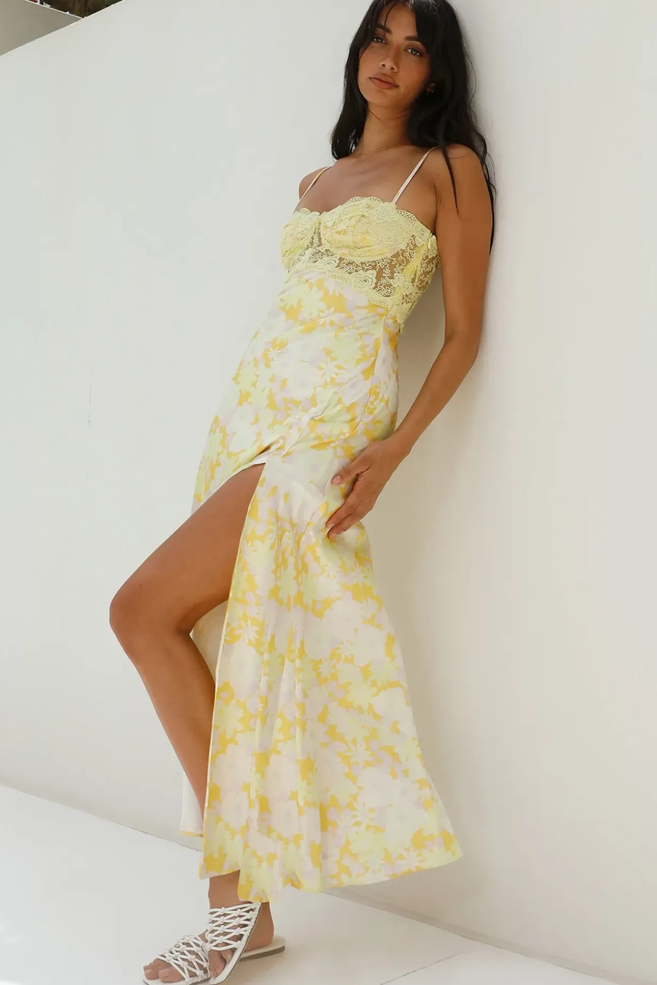 Main Character Satin Maxi Dress Yellow