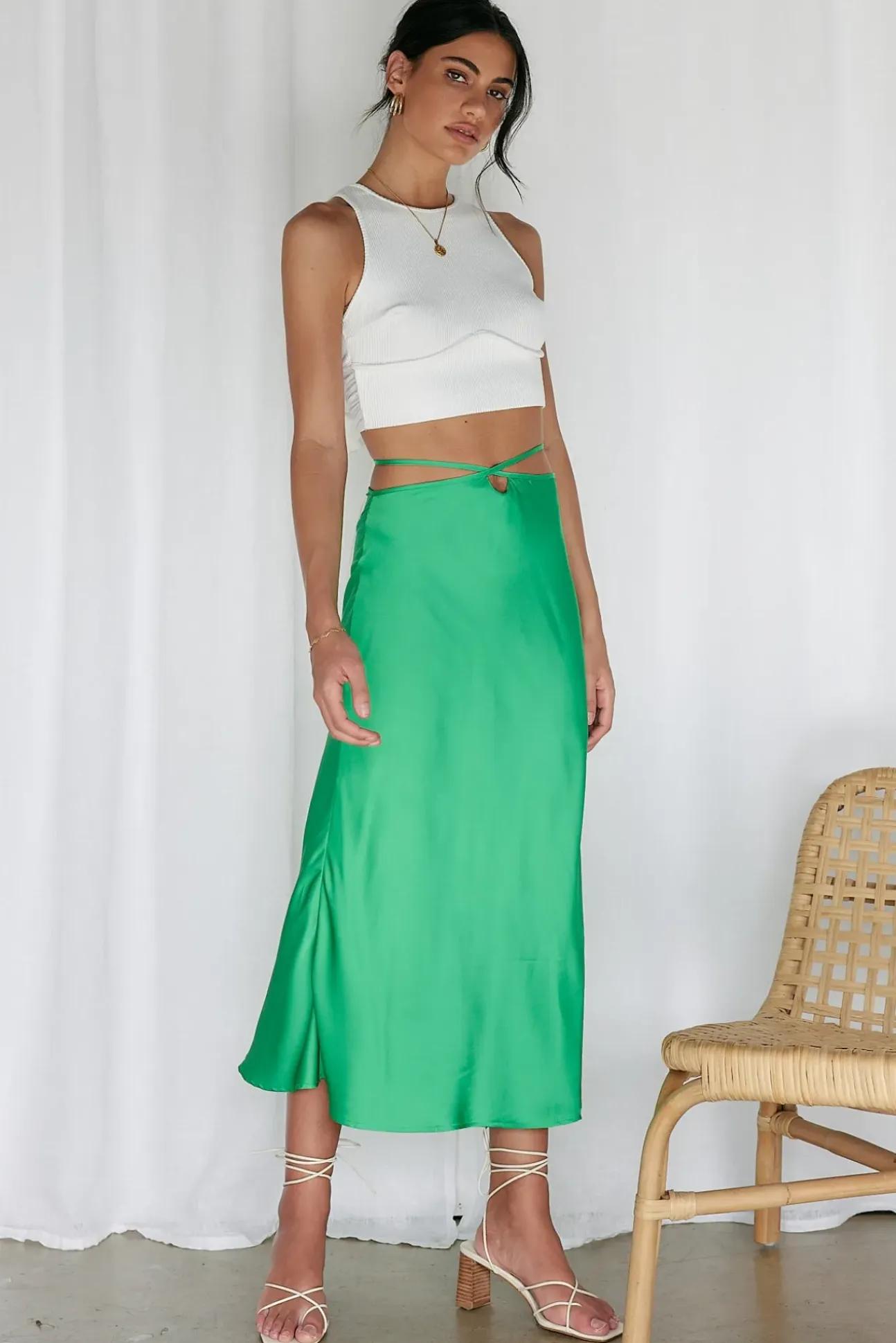 Make A Wave Maxi Skirt Green