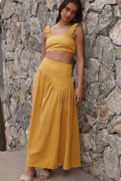 Mango Trees Crop Top Mustard