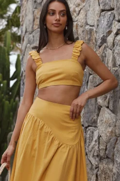 Mango Trees Crop Top Mustard