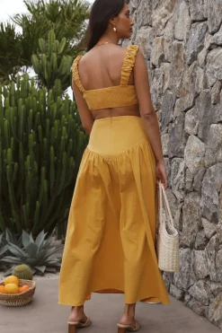 Mango Trees Crop Top Mustard